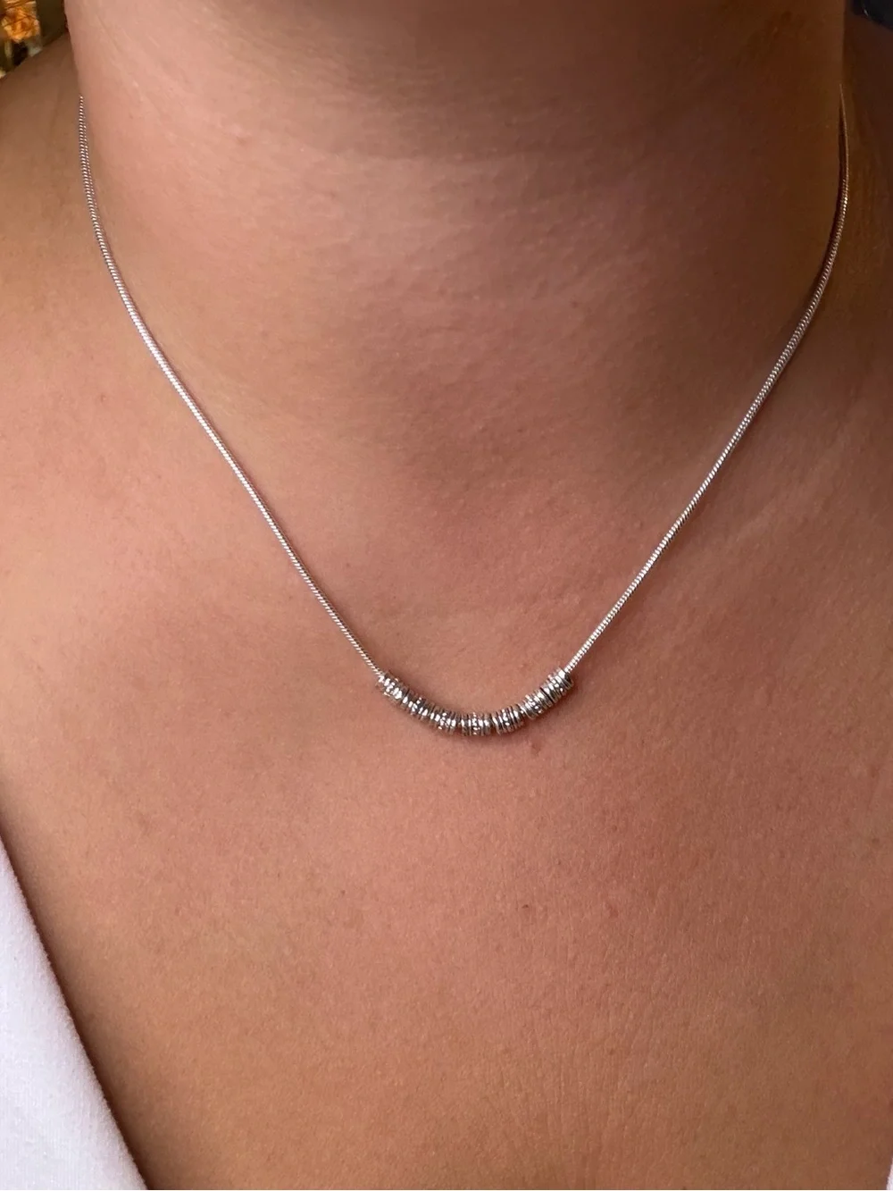 925 Sterling Silver Snake Chain Necklace – 17.5” – Ribbed Accent – 7.7g